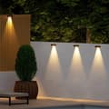 Sett med 4 trådløse solcellevegglamper, vanntett utendørsbelysning, skumring-til-daggry utendørs spotlights, 3 LED-lys