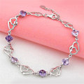 Pikkukuva 4 / 5: Shining Hollow Naisten Rannekoru Alloy Pinnoitus Sydämenmuotoinen Violetti Strassirannekoru