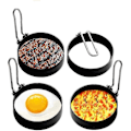 Miniatyrbillede 1 af 5: Æggering i rustfrit stål, 4 stk. omeletform i rustfrit stål, æggekogning