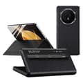 For Honor Magic V3 5G Deksel Visningsvindu PU Lær Telefondeksel med Stylus Black