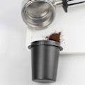 Miniatyrbilde 1 av 5: 57mm 50mm Kaffedosering Kopp Snusekrus For Espressomaskin Slitesterk Rustfritt Stål Kaffedosering Kopp Drop Shipping Black 57mm