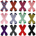Miniatyrbild 4 av 5: Fingerlösa Handskar Stilren Längd 31cm Vinter Armvärmare Vinteraccessoarer Red Green stripe