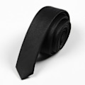 Miniatyrbillede 1 af 5: Super Slim Slips 3cm Satin Rød Gul Sort Ensfarvede Slips Håndlavede Mode Herre Tynde Smalle Slips til Bryllupsfest Slips black