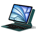 Pikkukuva 1 / 5: iPad Air 11 (2024) (M2) Bluetooth-näppäimistö Magneettinen Ripustus PC+PU Nahka Tablet-kotelo - Vihreä Multicolor Green