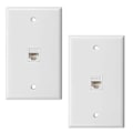 Pikkukuva 1 / 5: 2-pakkaus 1-porttinen Ethernet-seinälevy, seinälevy RJ45 naaras-naaras inline-liittimellä