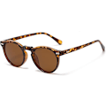 Miniatyrbillede 1 af 3: Retro Runde Polariserede Solbriller Herre Dame, Vintage Polariserede Solbriller Klassiske Trendy Shades Unisex UV Beskyttelse Leopard brown