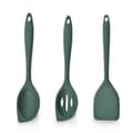 3-delat 28 cm silikonskedset för köket - Non-stick och hållbart för blandning, matlagning och servering (mörkgrön)