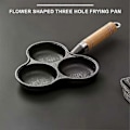 Miniatyrbillede 4 af 5: 3 Huller Støbejerns Omeletpande Non-Stick Morgenmad Æggepande Morgenmadsgrill Gryde Æggestegningspande Pandekagepande