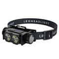 Hodelykt, Ultrakraftig 2000 lumen LED-hodelykt, for fiske, camping, sykling, løping (svart)