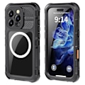 Miniatyrbilde 2 av 5: SHELLBOX M Series For iPhone 16 Pro IP68 Vanntett Deksel Metall Dykke Telefondeksel Kompatibel med Ma Multicolor Black