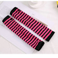 Miniatyrbild 2 av 5: Fingerlösa Handskar Stilren Längd 31cm Vinter Armvärmare Vinteraccessoarer Rose red Black stripe