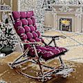 Miniatyrbild 5 av 5: Mjuk ersättningsdyna för solstol Hög sittdyna med fixeringsrem Stor gungstolsbänkdyna för TAO Wine Red