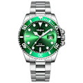 Miniatyrbillede 3 af 5: Halloween Gave Green Submariner Automatisk Mekanisk Ur Sort Submariner Herre Business Ur Rustfrit Stål Armbånd Lysende Vandafvisende Black
