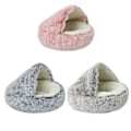 Miniatyrbilde 5 av 5: Beroligende hundesenger og kattehule seng med hette, avtakbare vaskbare runde senger for små og mellomstore kjæledyr, sklisikker, myk og fluffy seng i imitert pels, Fas Pink 60CM