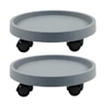 Miniatyrbillede 1 af 5: Fortykkede runde plantebakke med hjul, slidstærk mobil blomsterplantebase til store potteplanter 2 Gray 360
