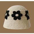 Miniatyrbild 1 av 5: Virkad Bucket Hat för Kvinnor Trendig Stickad Blommig Slouchy Hat Söt Boho Blomma Handgjord Beanie Utomhus Boho Resa Fiskehatt Apricot