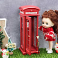 Miniatyrbillede 3 af 5: Dukkehus Mini Telefonboks Miniature Telefonboks Model Mikro Landskab