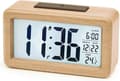 Digital Väckarklocka, Sängklocka i Trä med Stor LCD-bakgrundsbelyst Display, Temperatur, Drivs av 3 AAA-batterier [Batterier Ingår Ej]