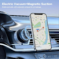 Miniatyrbild 3 av 5: 360 Graderbar Magnetisk Bilhållare för Telefon, Elektrisk Vakuum Magnetisk Sugkoppsmontering Silver