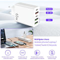 Miniatyrbild 3 av 4: 65W USB C Laddare, 5 Port USB C, 5 i 1 Dubbel PD+QC Laddningsblock, Snabb Multi-Laddning för iPhone 15/14/13/12/11