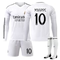 Miniatyrbild 1 av 2: Real Madrid Barn Hemmatröja Set 2024-2025 Höst & Vinter Nr 10 Strumpor + Skydd 22 MBAPPE No 11 socks 28
