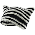 Miniatyrbild 1 av 5: Damernas Kattmössa i Stickad Crochet med Öron Stickad Vintervarm Elastisk Hatt Slouchy för Flickor Vuxna Barn White Black