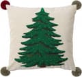 45x45 cm Broderet Juletræspude - Festlig Pyntepude til Sofa & Seng White