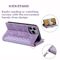 Miniatyrbillede 5 af 5: Til iPhone 14 Pro 6.1 tommer Lynlåslomme Telefon Cover Tekstur PU Læder Flip Wallet Stand Case Wine red Style D iPhone 14 Pro