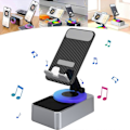 Pikkukuva 1 / 5: 3-in-1 Bluetooth-äänentoistovirtapuhelinteline, matkapuhelinteline langattomalla kaiuttimella, 100% uusi Grey