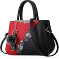 Handväskor fashionabla damhandväskor för damer blommönstrade crossbody-väskor skarvade färg axelväskor Red
