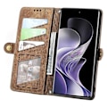 Miniatyrbilde 2 av 5: Etui med glidelås og geometriske linjer i lær til TCL 50 Pro NxtPaper 5G - Brun Multicolor Brown