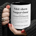 Miniatyrbillede 2 af 5: 1 stk., Sh*t Show Supervisor Krus, Gave til min chef, Team Manager Gave, Direktør Gave, Chef Takke Gave til Chef, 330 ml Keramisk Kaffekrus, Sommer Vinter Black