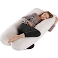 Miniatyrbilde 1 av 5: U-formet Graviditetsputer 130x70cm Gravid Kroppspute Myk Korallfleece Gravide Kvinner Side Sovende Sengetøy Avslappende Pute White