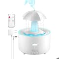 Luftfuktare med regnljus för sovrum, 300 ml eterisk oljediffusor, med 7-färgs LED-lampor, luftfuktare