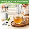 Miniatyrbillede 4 af 6: Te-filter 2 stk., te-infuser i 304 rustfrit stål, te-filter med låg til løs te, tåler opvaskemaskine
