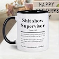 Miniatyrbillede 5 af 5: 1 stk., Sh*t Show Supervisor Krus, Gave til min chef, Team Manager Gave, Direktør Gave, Chef Takke Gave til Chef, 330 ml Keramisk Kaffekrus, Sommer Vinter Black