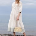 Miniatyrbillede 3 af 4: Strå Clutch Taske til Kvinder, Crossbody Raffia Clutch Taske Strå, Skuldertasker Kvinder Strå Clutch (Beige)