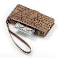 Miniatyrbillede 4 af 5: Til TCL 50 Pro NxtPaper 5G Etui med Lynlås, Geometriske Linjer, Læder Telefon Cover - Brun Multicolor Brown