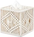 Makramé Tissue Box Öppen Botten Tissue Box Boho Dekor Bohemisk Tissue Organizer Handgjord Tissue Box för Badrum Sovrum