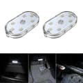 2-pack bil-LED-interiörbelysning, vita interiörstämmningsljus, USB-uppladdningsbara billäslampor