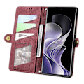 Miniatyrbillede 2 af 5: Til TCL 50 Pro NxtPaper 5G Etui Lynlås Tegnebog Geometri Linjer Læder Telefon Cover - Rød Multicolor Red