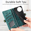 Miniatyrbillede 5 af 5: Til TCL 50 Pro NxtPaper 5G Etui med Lynlås, Geometriske Linjer, Læder Telefon Cover - Grøn Multicolor Green