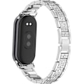 Miniatyrbild 1 av 7: Metallrem kompatibel med Xiaomi Smart Mi Band 8 Armband - Ersättning Rhinestone Watch Bands för Mi Band 8 Smartwatch Armband Silver