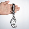 Miniatyrbillede 4 af 4: Ægte Læder Bil Nøglering til Nøglering til Jeep Bil Nøgle Fob Nøglering Nøglering Wrangler Compass Cherokee Mænd og Kvinder, Bil Nøgle Sort