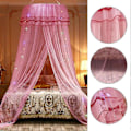 Miniatyrbillede 4 af 5: Rund Baldakin Prinsesse Stil Myggenet Seng Gardiner Net (Pink)