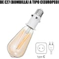 Miniatyrbild 3 av 6: Lamphållare - E27 lamphållaradapter, LED-lampbas, konvertering till eluttag och E27-kontakt. (Vit)