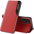 Miniatyrbilde 1 av 5: For Samsung Galaxy S24 Magnetisk Flip-deksel, Ultratynt PU-lærdeksel med Klar Visningssidevindu Støtte Shockproof Beskyttelsesdeksel red S24 Plus