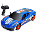 Miniatyrbilde 1 av 5: RC Driftbil, 15 km/t, ripebestandig, lett, oppladbar, lav friksjon, fjernstyrt bil Blue-Red
