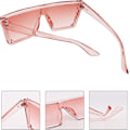 Pikkukuva 2 / 4: Neliönmuotoiset ylisuuret aurinkolasit naisille ja miehille, muodikkaat litteät suuret kehykset Transparent Pink