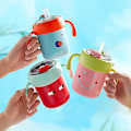 Miniatyrbilde 2 av 5: 300ml Småbarn Rustfritt Stål Sippy Kopp med Skala, Håndtak Anti-Fall Bærbar Babykopp (Ingen FDA, BPA) Multicolor Red
